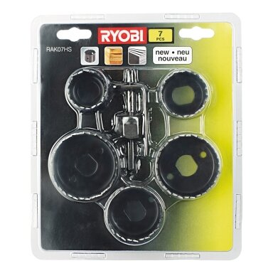 7 dalių kiaurymių pjovimo rinkinys Ryobi RAK07HS 7 dalių kiaurymių pjovimo rinkinys Ryobi RAK07HS