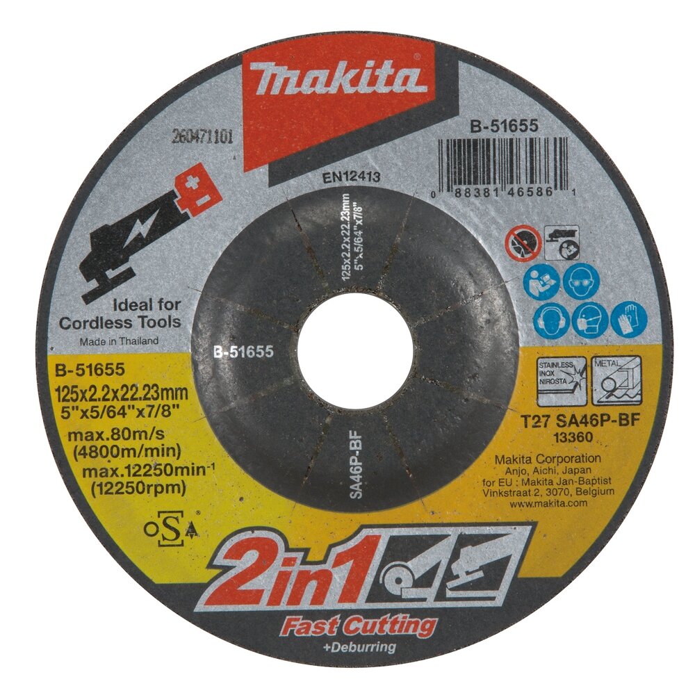 Abrazyvinis pjovimo diskas Makita B-51655, 125 mm Abrazyvinis pjovimo diskas Makita B-51655, 125 mm