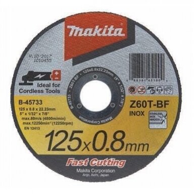 Makita Abrazyvinis pjovimo diskas 125x0,8x22,2 B-45733 (E-10877) Makita Abrazyvinis pjovimo diskas 125x0,8x22,2 B-45733 (E-10877)