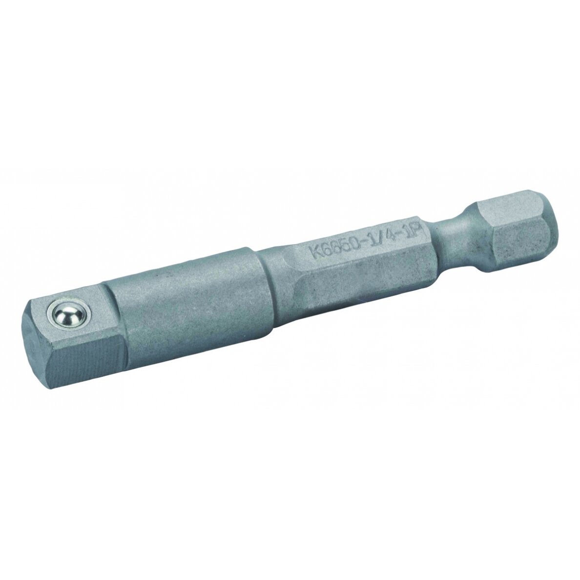 Adapteris iš 1/4 "šešiakampio į 1/2" kvadratinį 50mm Adapteris iš 1/4 "šešiakampio į 1/2" kvadratinį 50mm