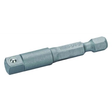 Adapteris iš 1/4 "šešiakampio į 1/2" kvadratinį 50mm Adapteris iš 1/4 "šešiakampio į 1/2" kvadratinį 50mm