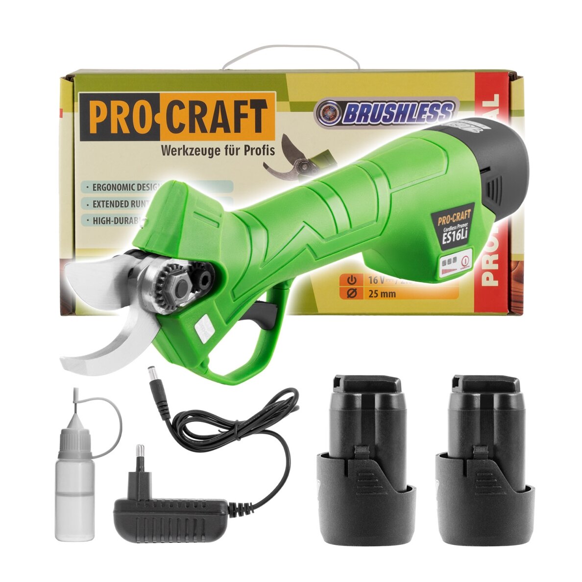 Akumuliatorinės šakų žirklės „ProCraft ES16Li” Akumuliatorinės šakų žirklės „ProCraft ES16Li”