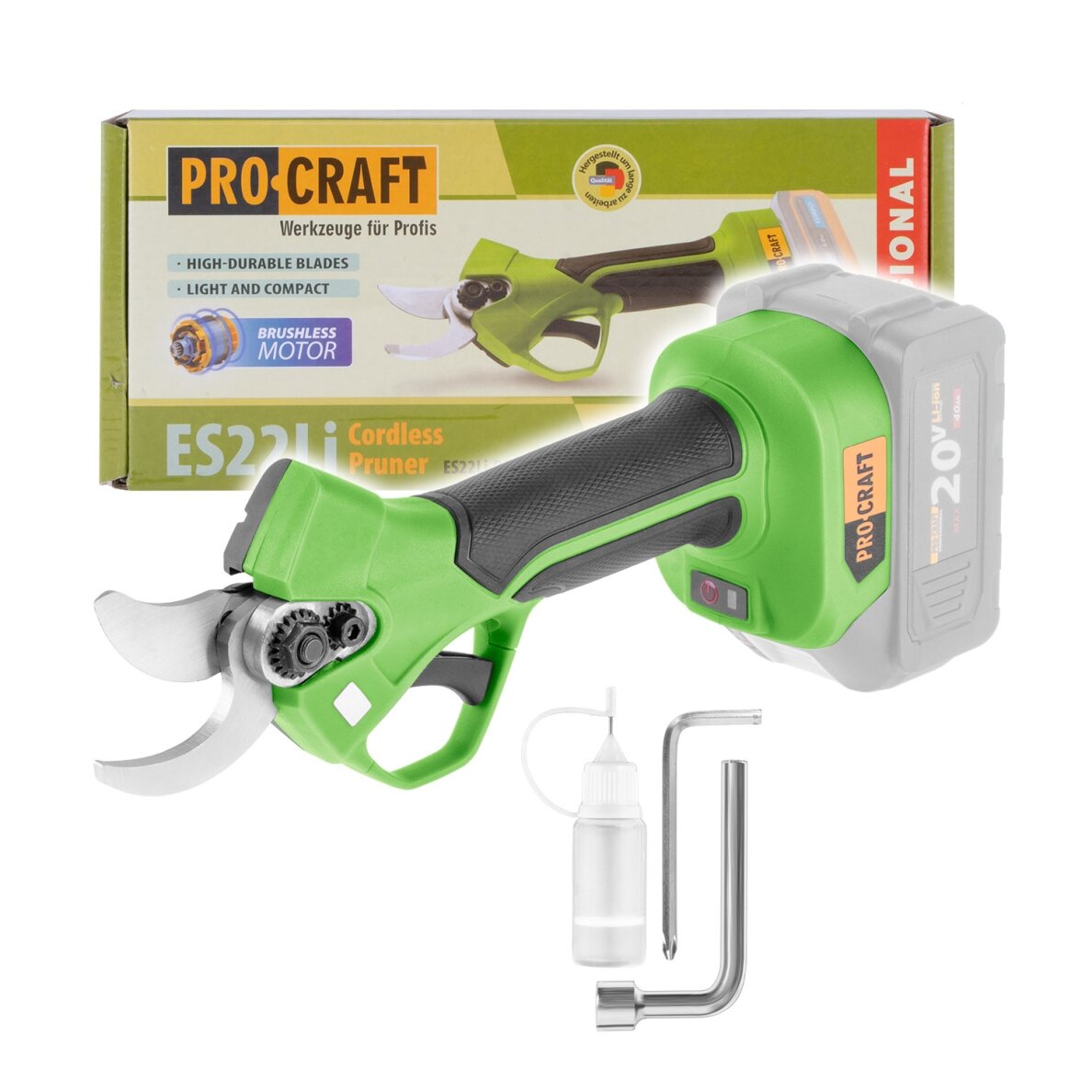 Akumuliatorinės šakų žirklės „ProCraft ES22Li” Akumuliatorinės šakų žirklės „ProCraft ES22Li”