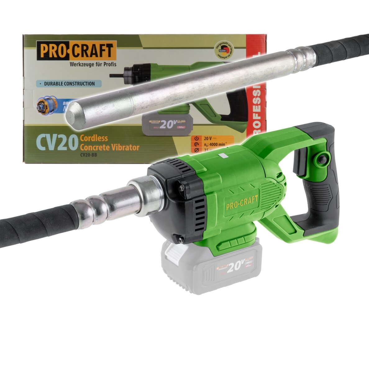 Akumuliatorinis betono vibratorius „ProCraft CV20bb” Akumuliatorinis betono vibratorius „ProCraft CV20bb”