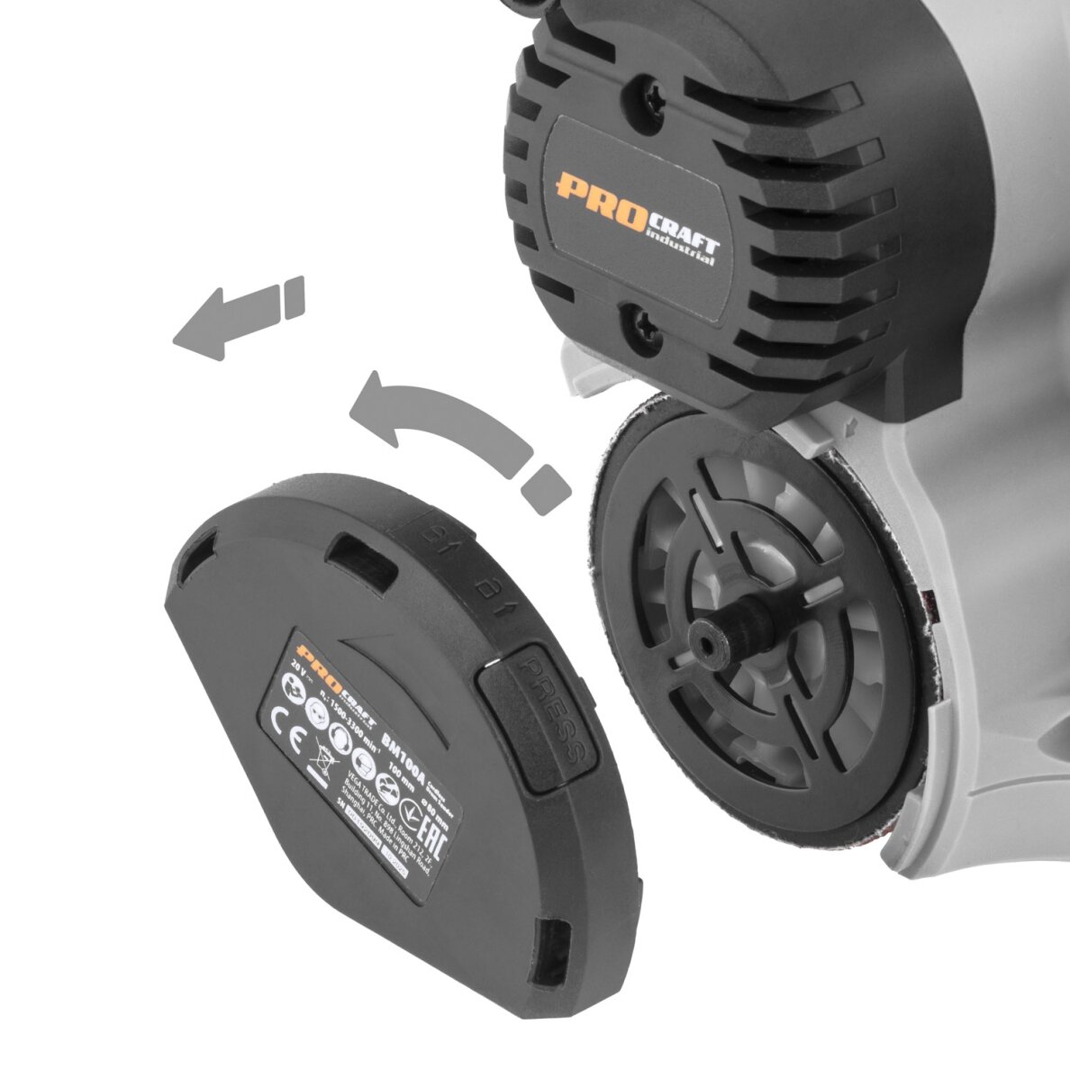 Akumuliatorinis cilindrinis šlifuoklis „ProCraft Industrial BM100A” 7 Akumuliatorinis cilindrinis šlifuoklis „ProCraft Industrial BM100A” 7
