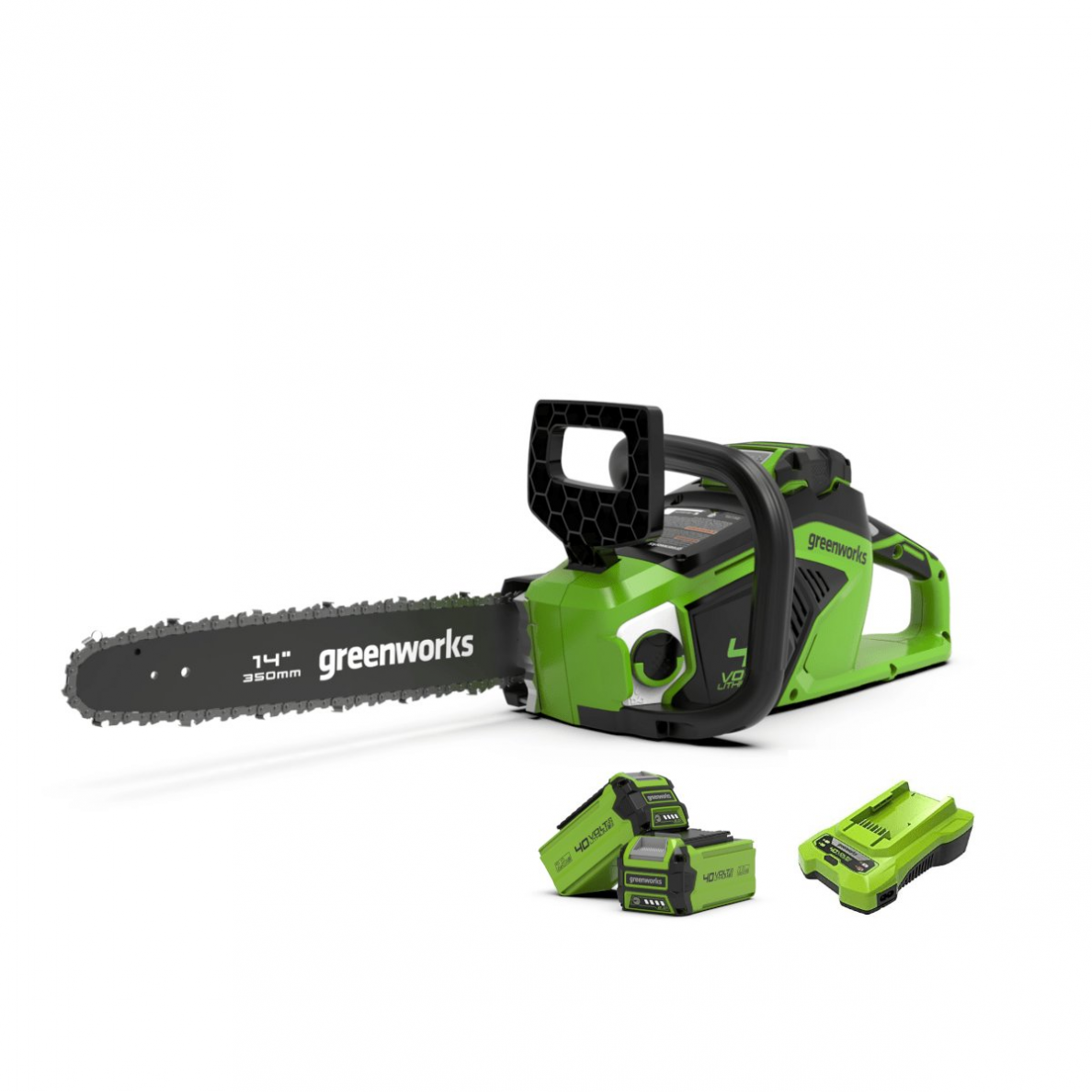 Greenworks GD40CS15K2X AKUMULIATORINIS GRANDININIS PJŪKLAS 1,5kW (40V su 2X2Ah akumuliatoriais ir krovikliu)