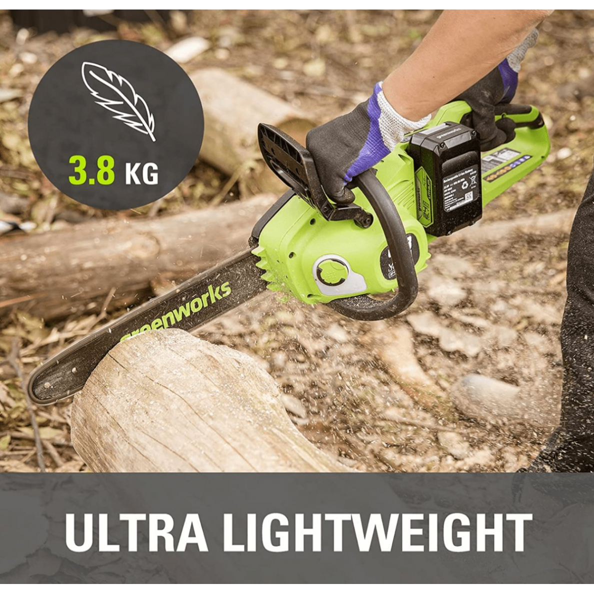 Greenworks GD24X2CS36K4x AKUMULIATORINIS GRANDININIS PJŪKLAS 36cm (48V (2X24V) du 4Ah akumuliatoriai ir kroviklis) 1