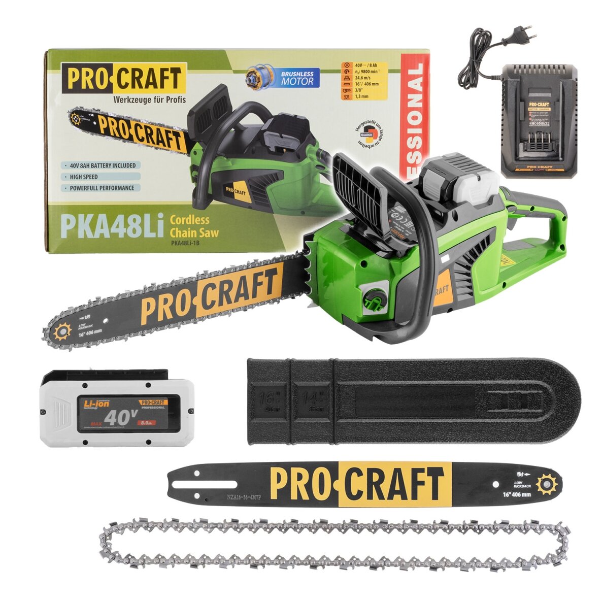 Akumuliatorinis grandininis pjūklas „ProCraft PKA48Li” Akumuliatorinis grandininis pjūklas „ProCraft PKA48Li”