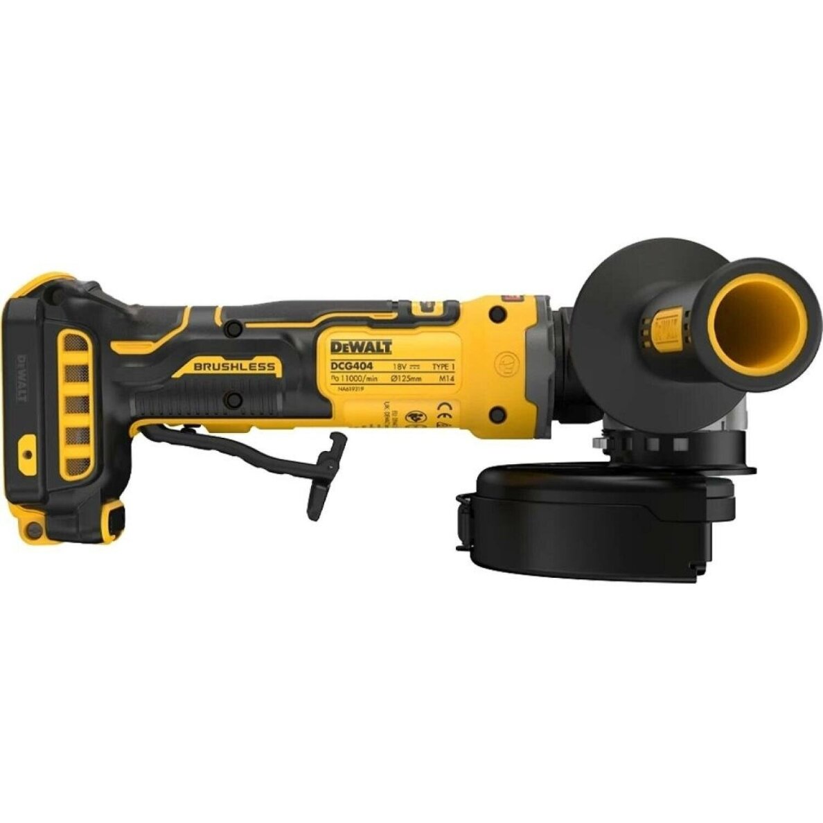 Akumuliatorinis kampinis šlifuoklis DeWALT DCG404N, 125 mm, 18 V 4