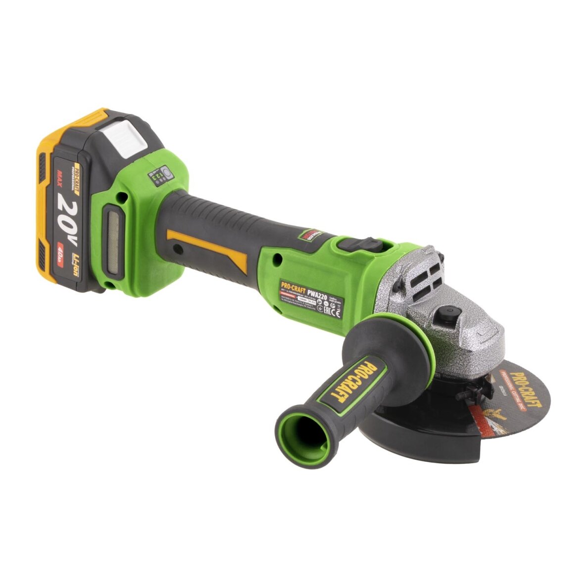 Akumuliatorinis kampinis šlifuoklis „ProCraft PWA220” 2 Akumuliatorinis kampinis šlifuoklis „ProCraft PWA220” 2