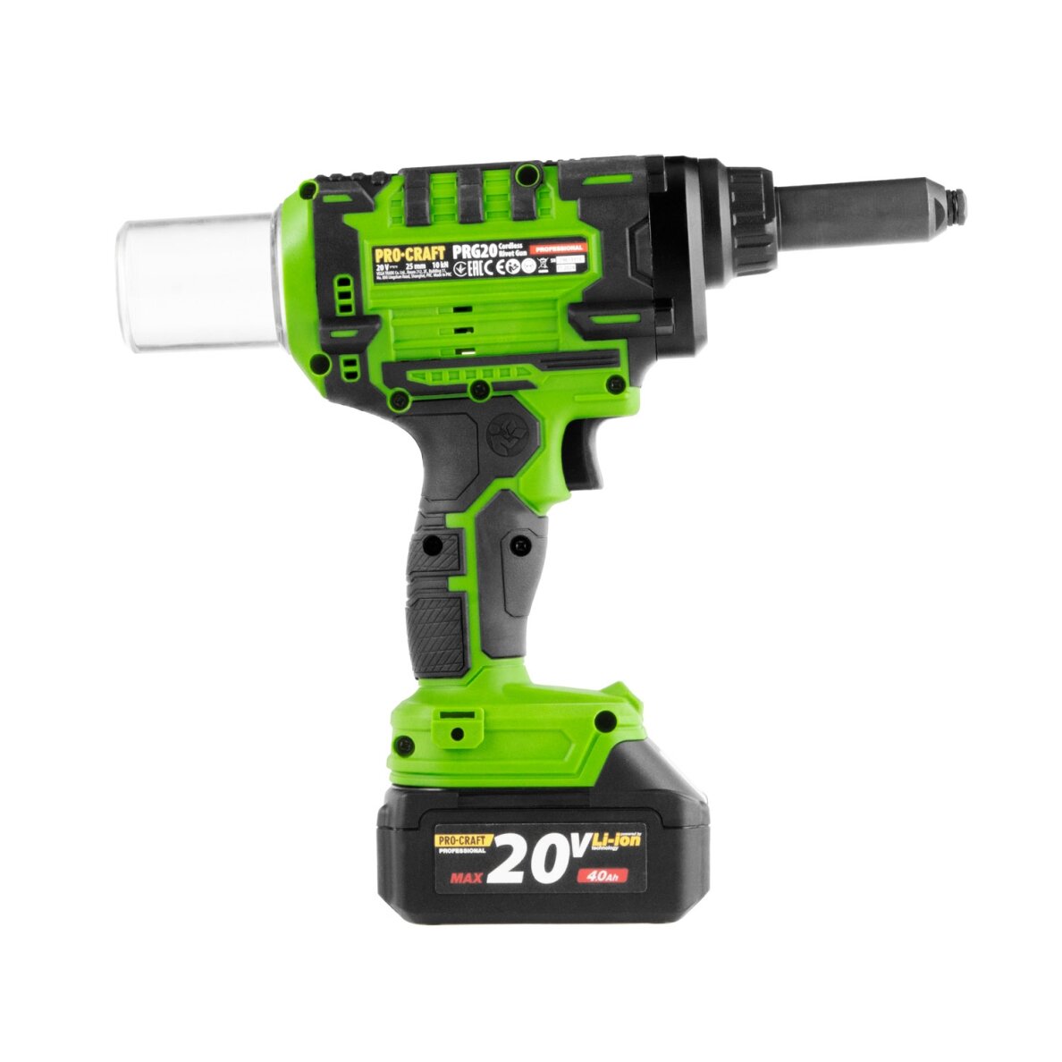 Akumuliatorinis kniedijimo pistoletas „ProCraft PRG20" 3 Akumuliatorinis kniedijimo pistoletas „ProCraft PRG20" 3