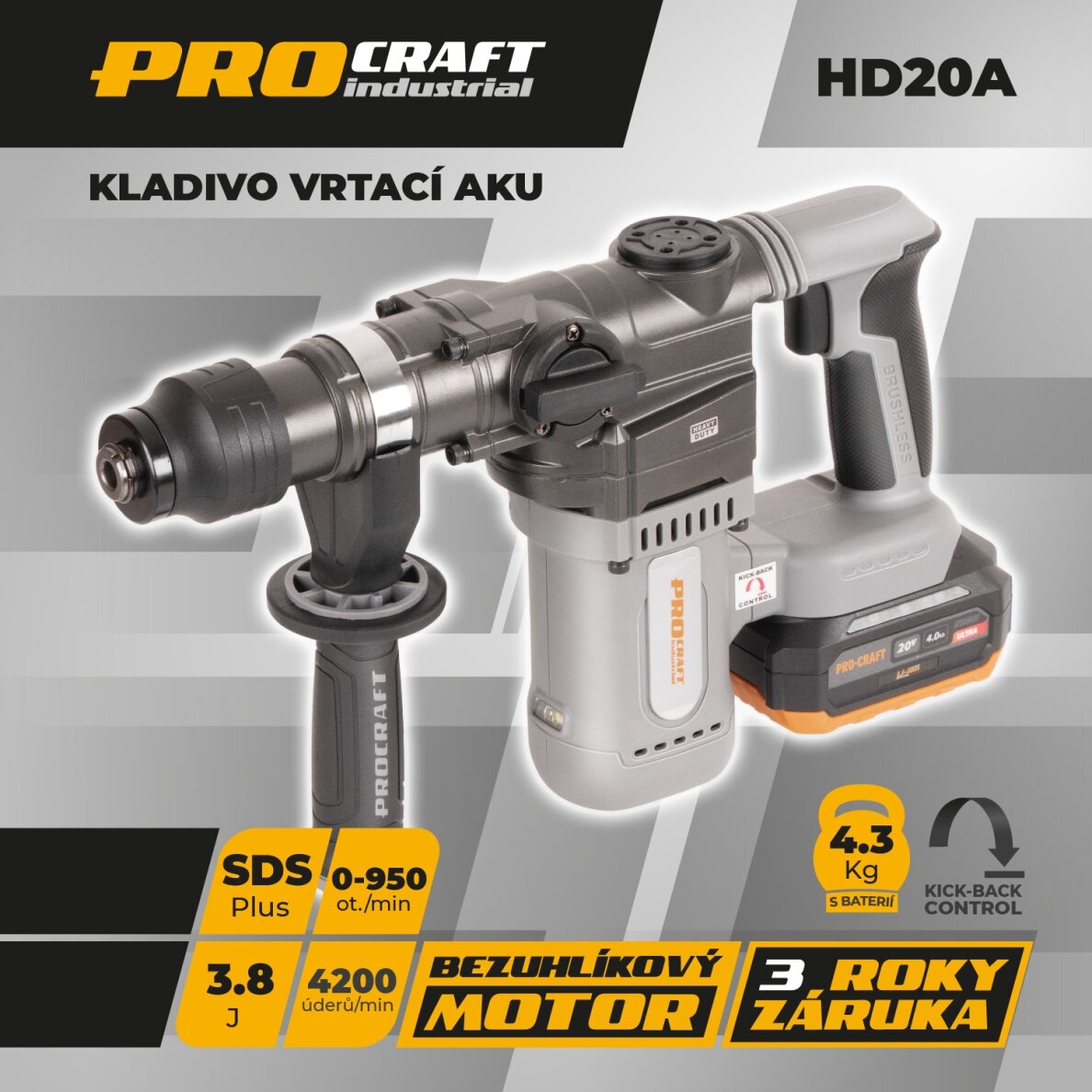 Akumuliatorinis perforatorius „ProCraft Industrial HD20A” 2 Akumuliatorinis perforatorius „ProCraft Industrial HD20A” 2