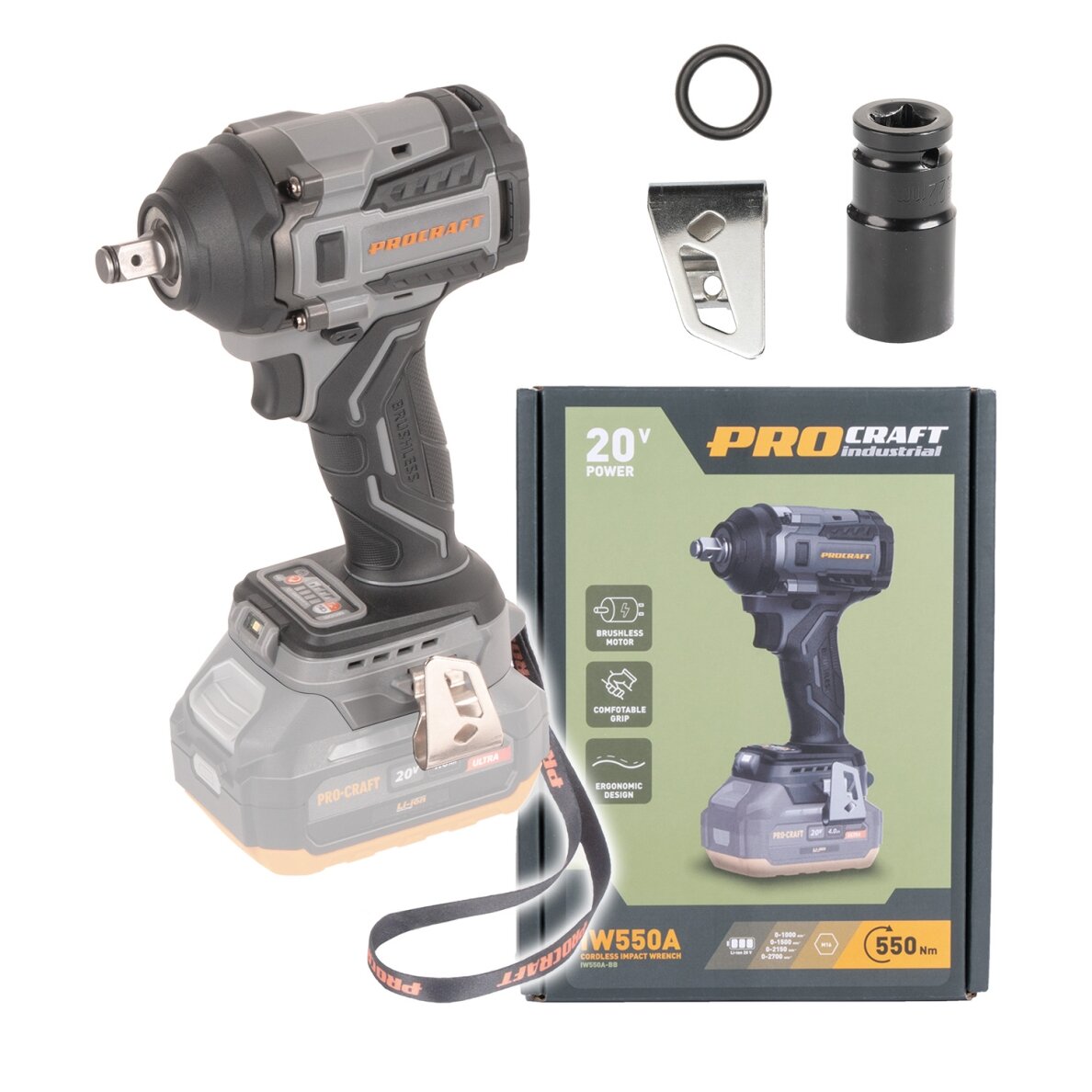 Akumuliatorinis smūginis veržliasukis „ProCraft Industrial IW550A”