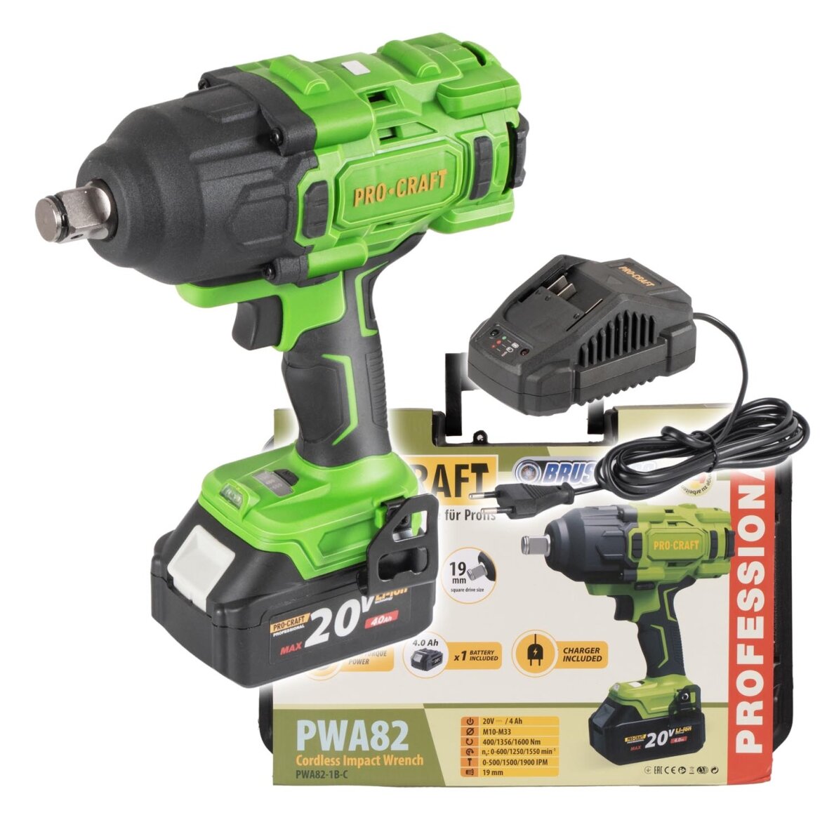Akumuliatorinis smūginis veržliasukis „ProCraft PWA82 1b"