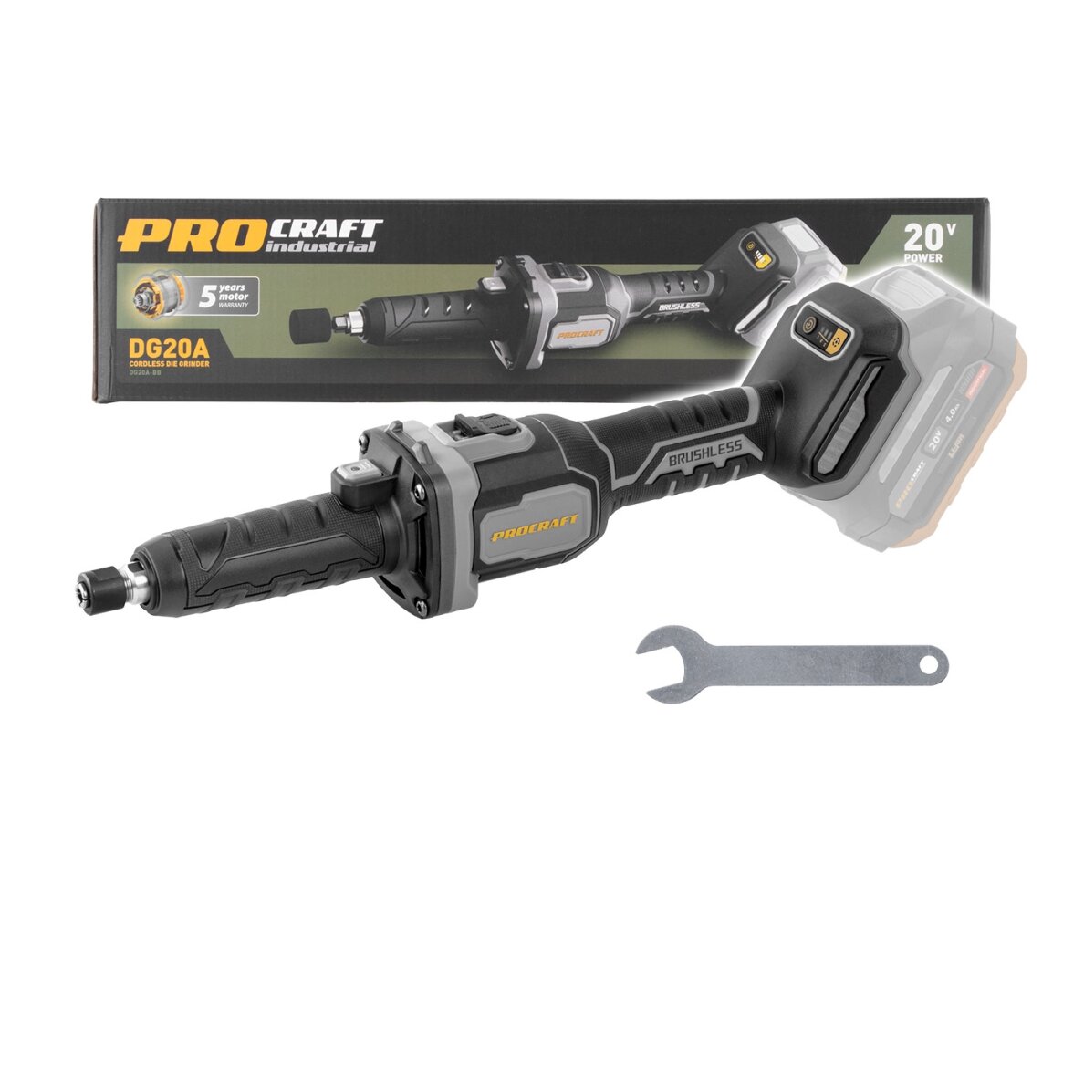 Akumuliatorinis tiesinis šlifuoklis „ProCraft Industrial DG20A-BB"