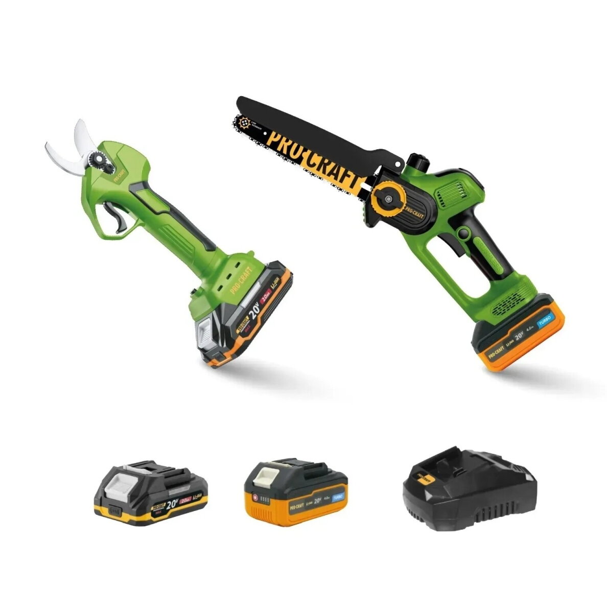 Akumuliatorinių įrankių rinkinys Procraft PA168SET, PKA35Li + ES25Li, 20 V, 2×4 Ah