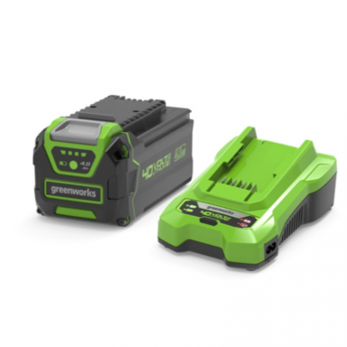 Greenworks AKUMULIATORIAUS IR KROVIKLIO KOMPLEKTAS 40V 4Ah akumuliatorius 2A kroviklis Greenworks AKUMULIATORIAUS IR KROVIKLIO KOMPLEKTAS 40V 4Ah akumuliatorius 2A kroviklis