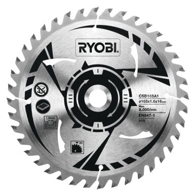 Akumuliatorinio diskinio pjūklo geležtė, 165 mm Ryobi CSB165A1 Akumuliatorinio diskinio pjūklo geležtė, 165 mm Ryobi CSB165A1