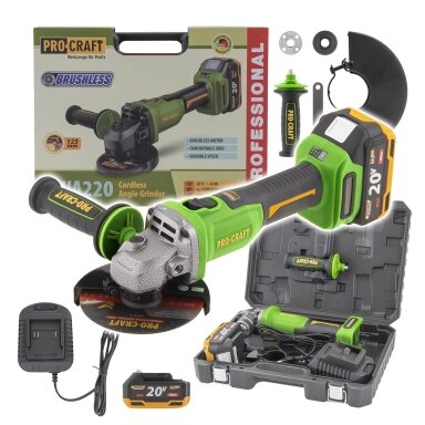 Akumuliatorinis kampinis šlifuoklis „ProCraft PWA220” Akumuliatorinis kampinis šlifuoklis „ProCraft PWA220”