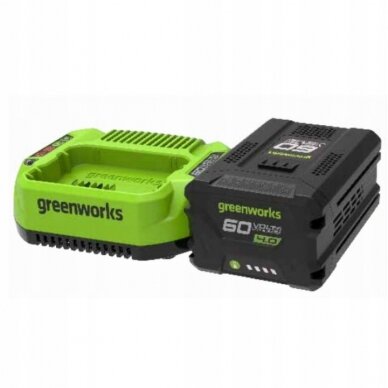 Greenworks GSK60B4 AKUMULIATORIAUS IR KROVIKLIO KOMPLEKTAS 60V (2A kroviklis ir +4Ah akumuliatorius)