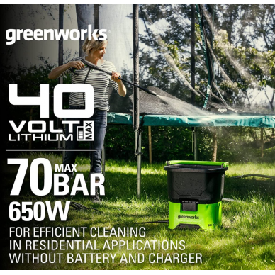 Greenworks GDC40K2x AKUMULIATORINĖ PLOVYKLA (40V su 2x2Ah akumuliatoriais ir krovikliu)