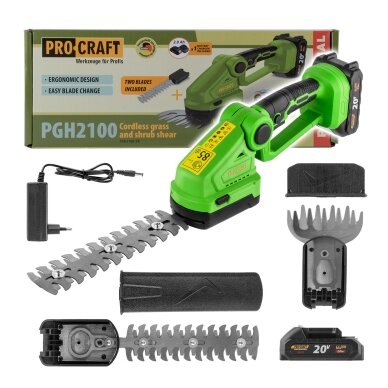 Akumuliatorinės žolės ir krūmų žirklės „ProCraft PGH2100”
