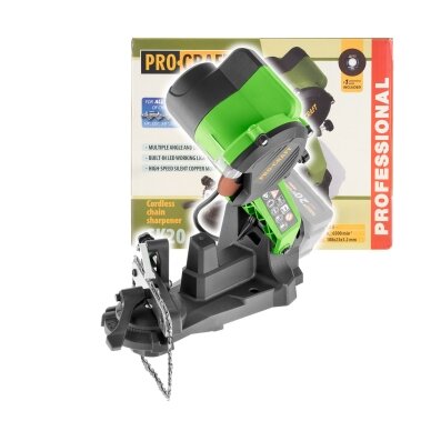 Akumuliatorinis grandininio pjūklo galąstuvas „ProCraft SK20bb" Akumuliatorinis grandininio pjūklo galąstuvas „ProCraft SK20bb"