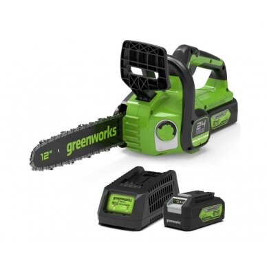 Greenworks GD24CS30K4 AKUMULIATORINIS GRANDININIS PJŪKLAS (24V su 4Ah akumuliatoriumi ir krovikliu)