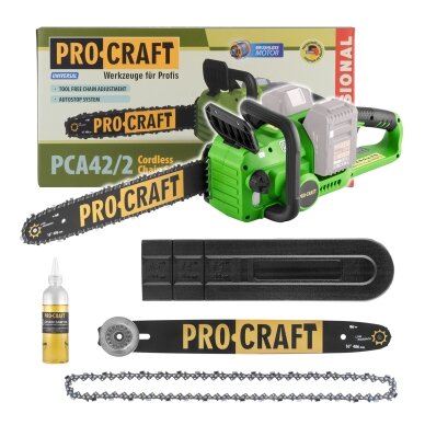 Akumuliatorinis grandininis pjūklas „ProCraft PCA42/2” Akumuliatorinis grandininis pjūklas „ProCraft PCA42/2”
