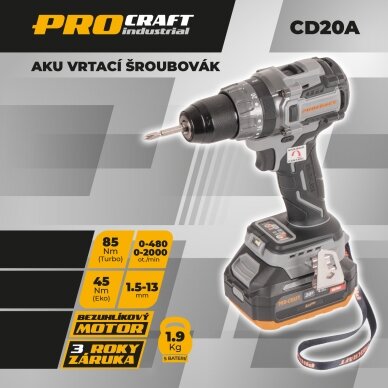 Akumuliatorinis gręžtuvas-suktuvas „ProCraft Industrial CD20Abb” 1 Akumuliatorinis gręžtuvas-suktuvas „ProCraft Industrial CD20Abb” 1