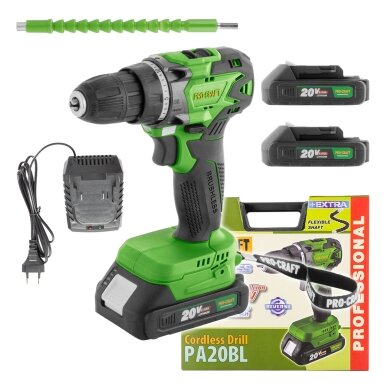 Akumuliatorinis gręžtuvas-suktuvas „ProCraft PA20BL” Akumuliatorinis gręžtuvas-suktuvas „ProCraft PA20BL”