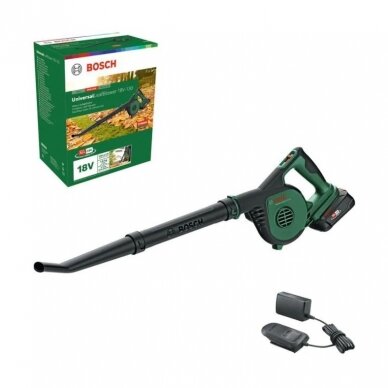 Akumuliatorinis lapų pūstuvas Bosch Universal Leaf Blower 18V, 130, 1x2,5Ah, 06008A0600 Akumuliatorinis lapų pūstuvas Bosch Universal Leaf Blower 18V, 130, 1x2,5Ah, 06008A0600
