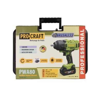 Akumuliatorinis smūginis veržliasukis „ProCraft PWA80 1b” 6