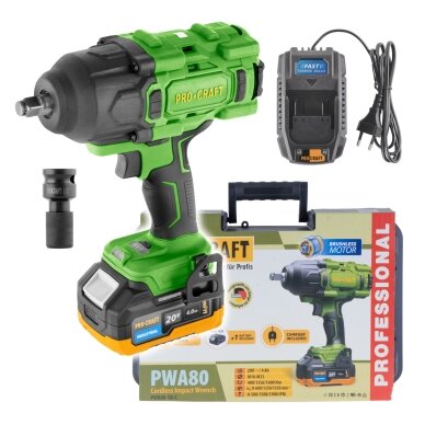 Akumuliatorinis smūginis veržliasukis „ProCraft PWA80 1b” Akumuliatorinis smūginis veržliasukis „ProCraft PWA80 1b”