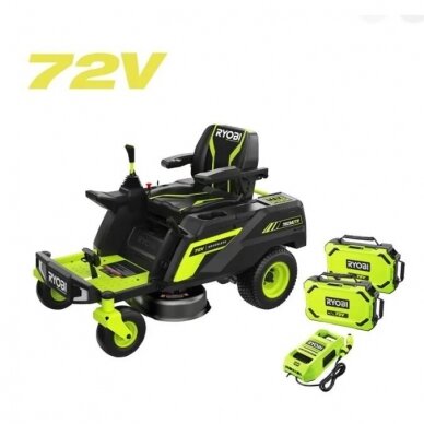 Akumuliatorinis vejos traktorius Ryobi RY72ZTRX76-210, 72 V, 2x10 Ah, 76cm Akumuliatorinis vejos traktorius Ryobi RY72ZTRX76-210, 72 V, 2x10 Ah, 76cm