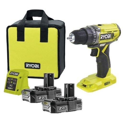 Akumuliatorinis suktuvas - gręžtuvas Ryobi R18DD2-220S, 18V, 2x2.0Ah