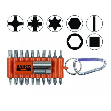 Antgaliukų rinkinys PH+PZ+TORX+SL+2 laikikliai, 22vnt. su karabinu lanksčiojo plastiko dėkle, Bahco Antgaliukų rinkinys PH+PZ+TORX+SL+2 laikikliai, 22vnt. su karabinu lanksčiojo plastiko dėkle, Bahco