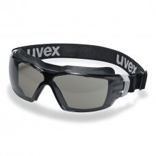 Apsauginiai akiniai Uvex CX2 Sonic, pilka panoraminė linzė, supravision extreme (nesibraižantys ir nerasojantys) padengimas, guminė juostelė, juoda/balta, smūgio atsparumo kl. B
