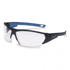 Apsauginiai akiniai Uvex i-Works skaidria linze, supravision excellence (nesibraižantys ir nerasojantys) padengimas, juodos/mėlynos kojelės