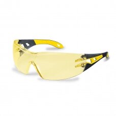 Apsauginiai akiniai Uvex Pheos geltona linze, supravision excellence padengimas, juodos/geltonos kojelės. Supakuota mažmeninėje kartoninėje dėžutėje 1 vnt