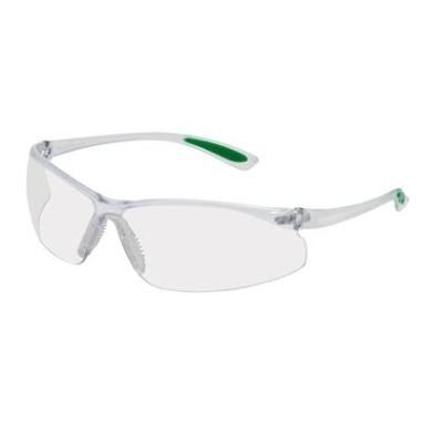 Apsauginiai akiniai MSA Featherfit, skaidri linzė, akaidrios/žalios kojelės, TuffStuff išorės padengimas nuo susibraižymų