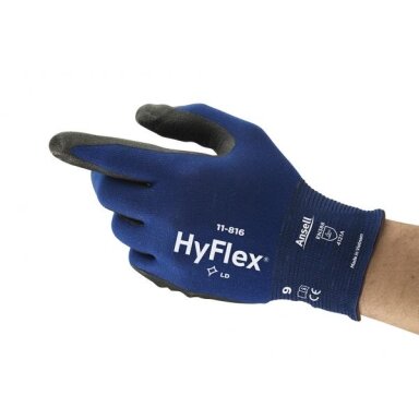 Apsauginės pirštinės Ansell HyFlex 11-816, 11 dydis, itin plonos, nailonas, spandex. Nitrilo putų delno padengimas Apsauginės pirštinės Ansell HyFlex 11-816, 11 dydis, itin plonos, nailonas, spandex. Nitrilo putų delno padengimas