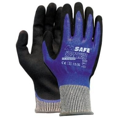 Apsauginės pirštinės M-Safe Full-Nitrile Cut 5 atsparumas pjūviams 5/D lygis, 14-705, nailonas/lycra/HPPE/stiklo pluoštas, pilna nitrilo danga, dydis 11/XXL Apsauginės pirštinės M-Safe Full-Nitrile Cut 5 atsparumas pjūviams 5/D lygis, 14-705, nailonas/lycra/HPPE/stiklo pluoštas, pilna nitrilo danga, dydis 11/XXL