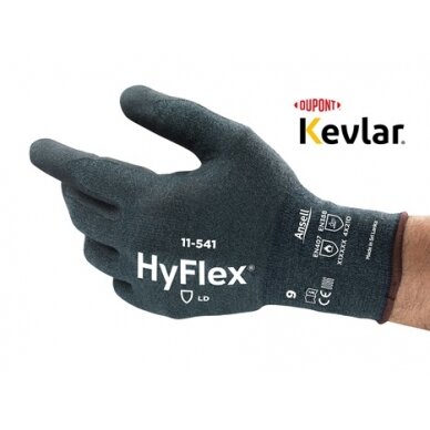 Apsauginės pirštinės Ansell HyFlex 11-541, atsparumas pjūviams D, 7 dydis Apsauginės pirštinės Ansell HyFlex 11-541, atsparumas pjūviams D, 7 dydis