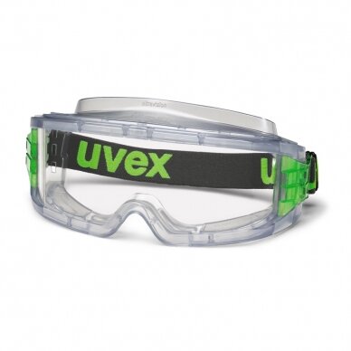 Apsauginiai akiniai Uvex Ultravision, skaidri panoraminė linzė, supravision excellence (nesibraižantys ir nerasojantys) padengimas, guminė reguliuojama juostelė. Pakaitinė linzė - UV9301255