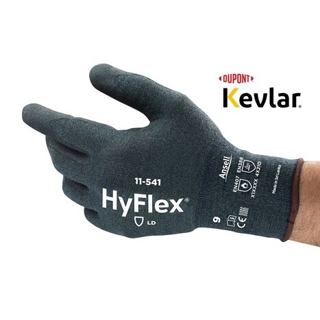 Apsauginės pirštinės Ansell HyFlex 11-541, atsparumas pjūviams D, 7 dydis Apsauginės pirštinės Ansell HyFlex 11-541, atsparumas pjūviams D, 7 dydis