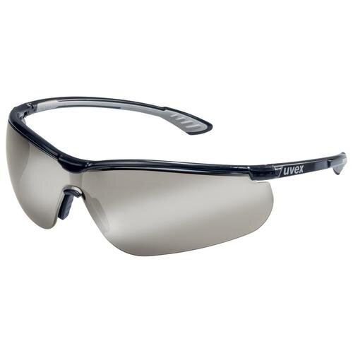 Apsauginiai akiniai Uvex Sportstyle, pilka linzė, nerasojantys iš vidaus, Silvermirror padengimas, juodos/pilkos kojelės Apsauginiai akiniai Uvex Sportstyle, pilka linzė, nerasojantys iš vidaus, Silvermirror padengimas, juodos/pilkos kojelės