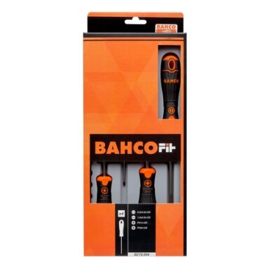 Atsuktuvų rinkinys, 4 vnt BahcoFit PH1/2 + plokščias SL3/5,5 Atsuktuvų rinkinys, 4 vnt BahcoFit PH1/2 + plokščias SL3/5,5