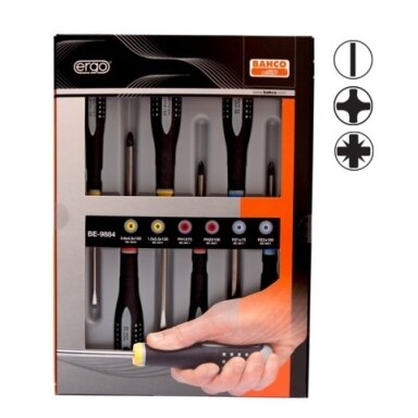 Atsuktuvų rinkinys ERGO™ 6 vnt - PH1/2; PZ1/2; SL 4,0/5,5 Atsuktuvų rinkinys ERGO™ 6 vnt - PH1/2; PZ1/2; SL 4,0/5,5