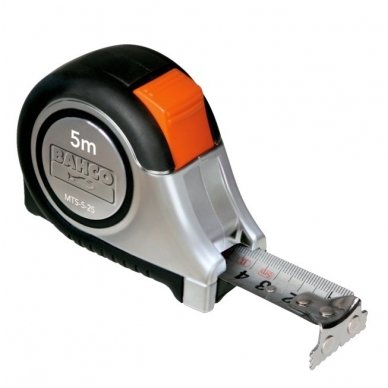 Bahco MTS 5mx25mm nerūdijančio plieno gumuota magnetinė ruletė